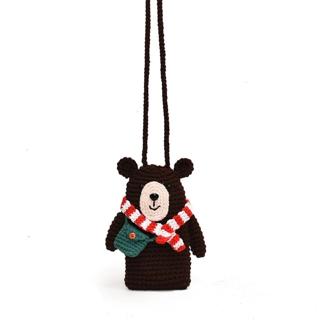 Bear Knit Mobile Phone Crossbody Bag