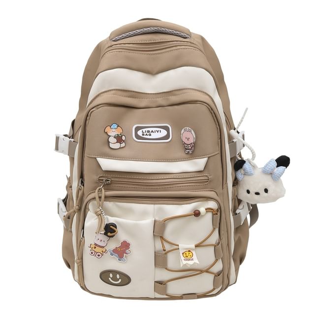 Charm Bag Two Set / Applique Badge Backpack Laptop Nylon Tone