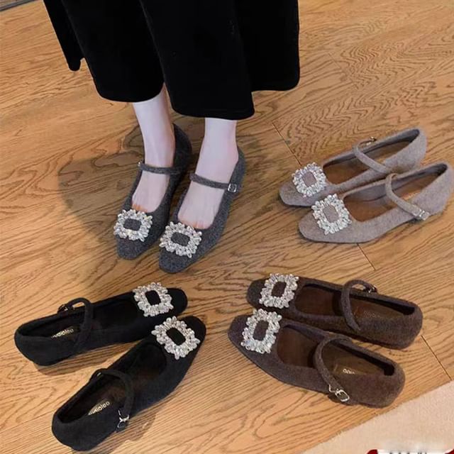 Accent Chunky Rhinestone Jane Mary Heel Pumps