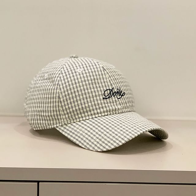 Cap Letter Gingham Embroidered