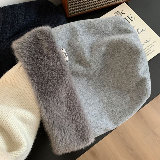 Plain Fluffy Panel Beanie