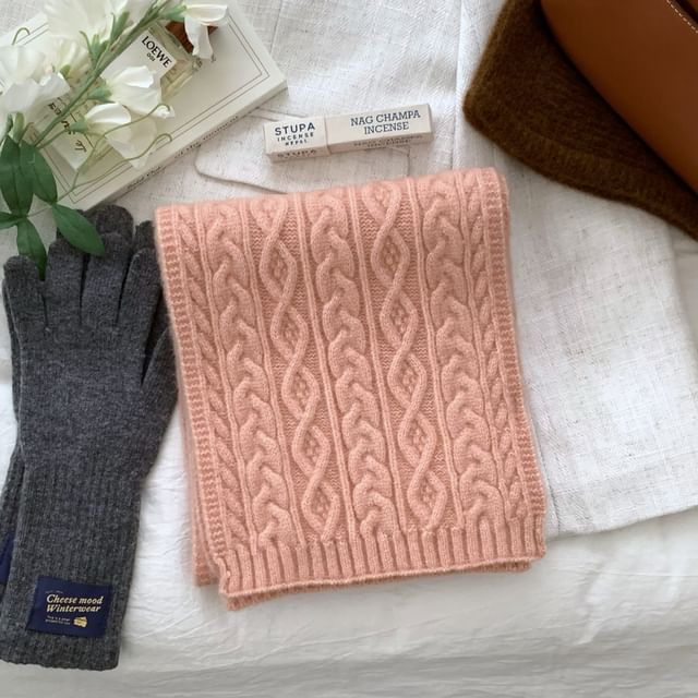 Plain Scarf Cable-Knit