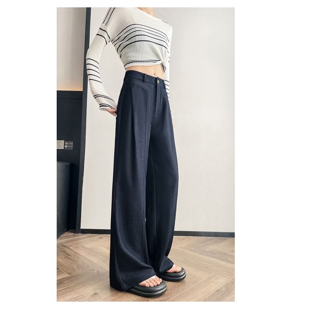 Dress Pants Wide High Leg Waist Plain