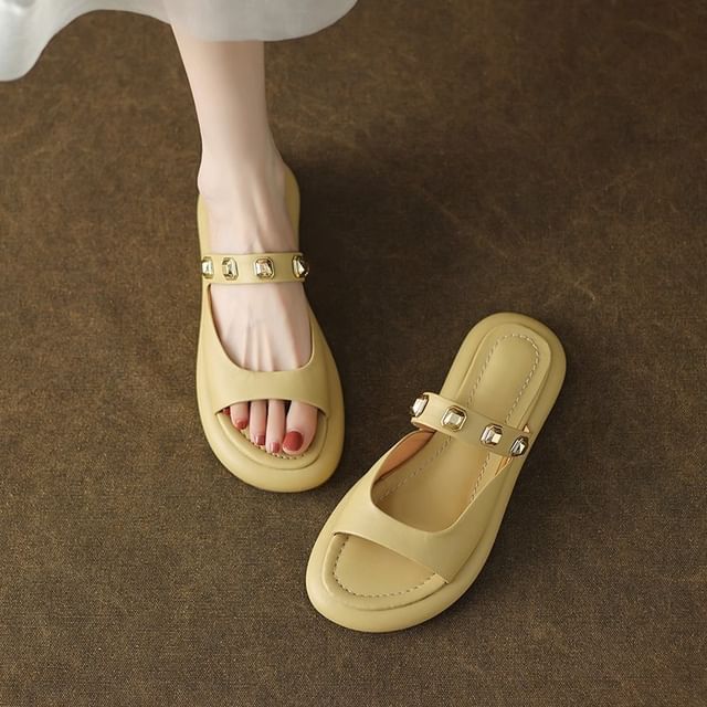 Slide Sandals Studded Platform