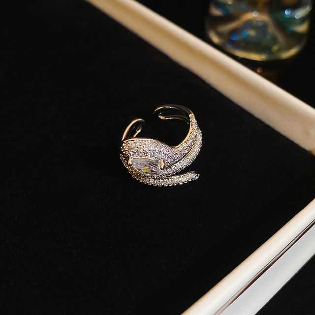Rhinestone Snake Ring Open