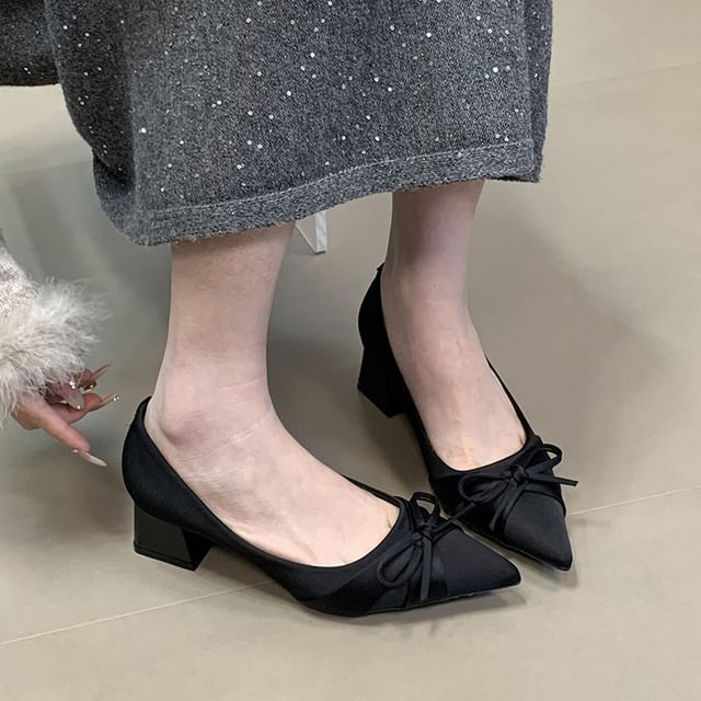 Pumps Heel Chunky Bow