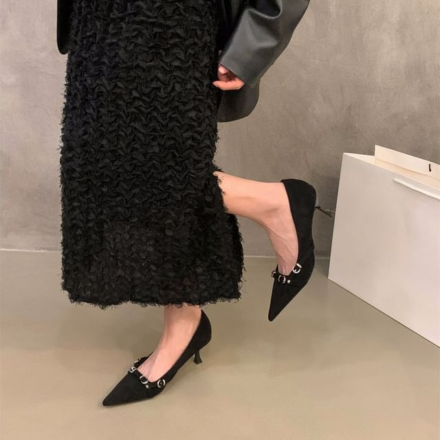 Buckled Toe Kitten Pumps Heel Pointed