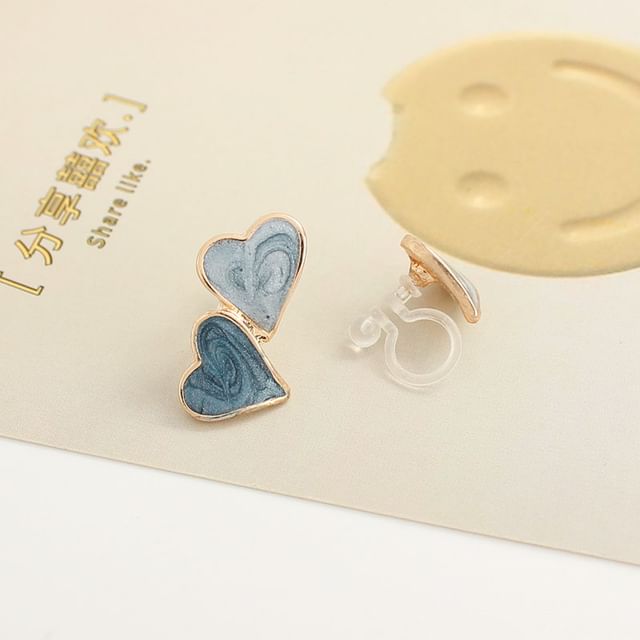 Asymmetrical / Earring Heart Clip-On Ear Stud
