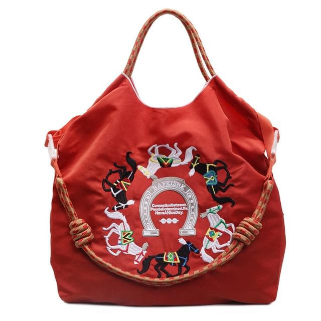 Embroidered Horse Crossbody Bag