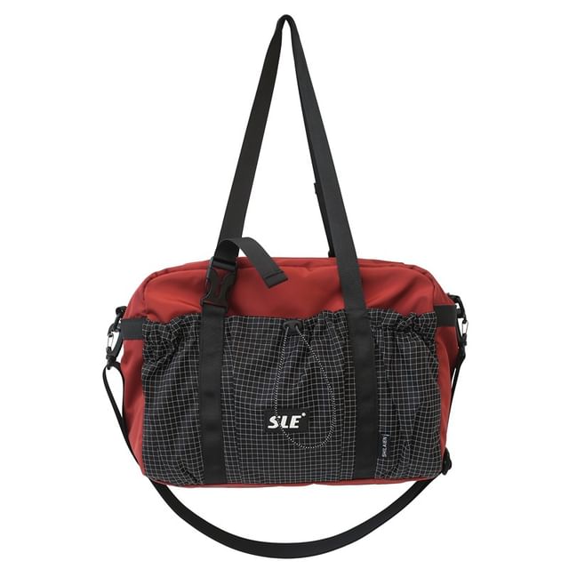 Bag Buckled Drawstring Plaid Crossbody Panel