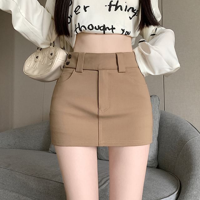 High Waist Skort Plain