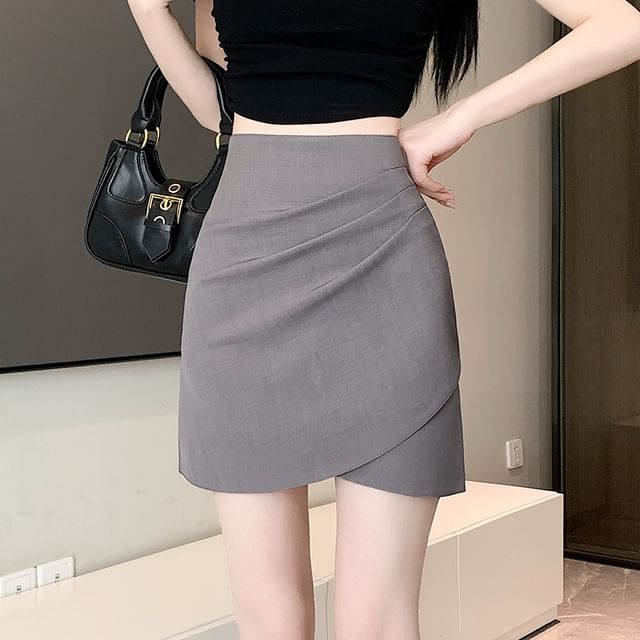 Asymmetrical High-Rise Mini Pencil Skirt