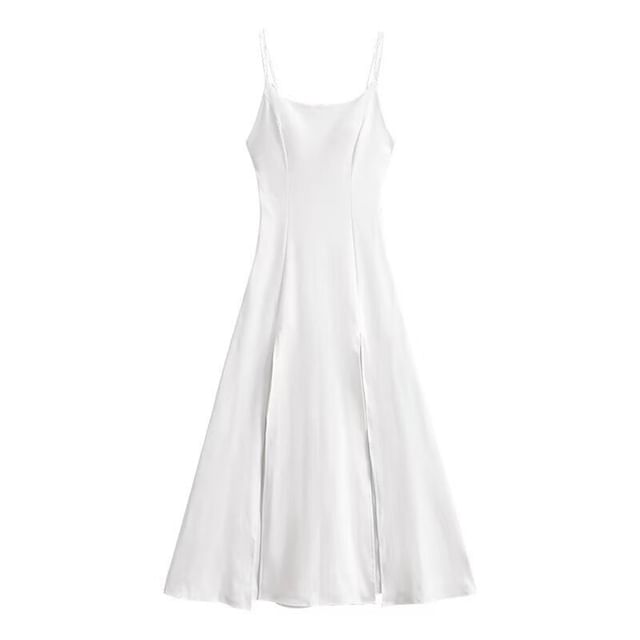 Split Spaghetti Strap A-Line Maxi Dress
