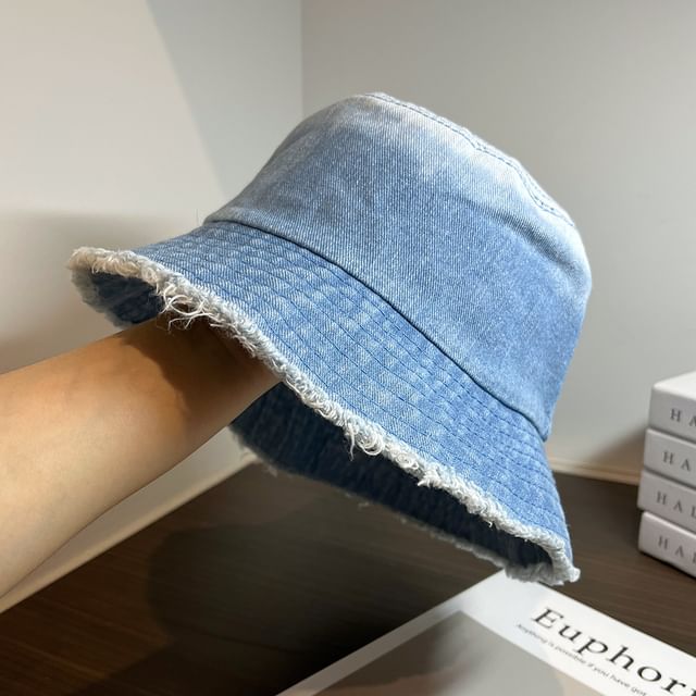 Hat Bucket Distressed Denim