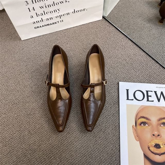 Jane Pointed Heel Pyramid T Shoes Strap Mary