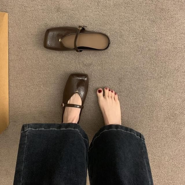 Mules Square Toe Faux Leather