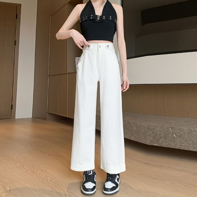 Wide High (Various Washed Leg Jeans Waist Designs) Cropped