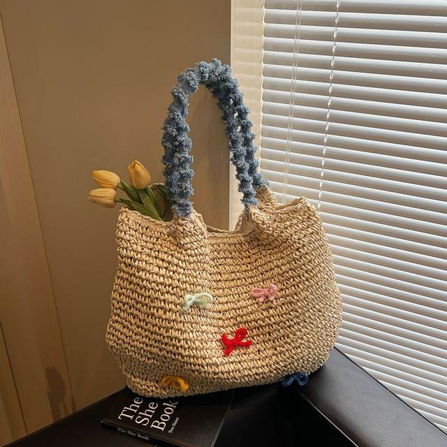Tote Strap Bow Tassel Bag Woven