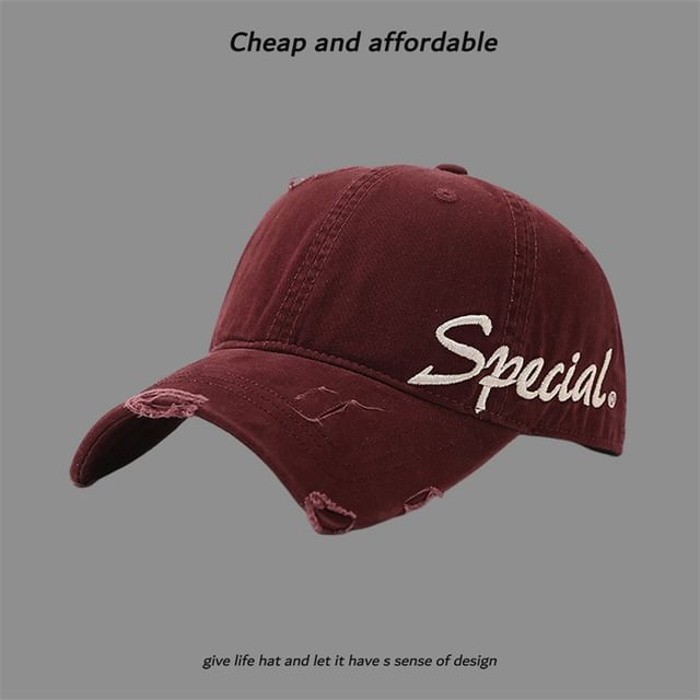 Letter Embroidered Cap Distressed