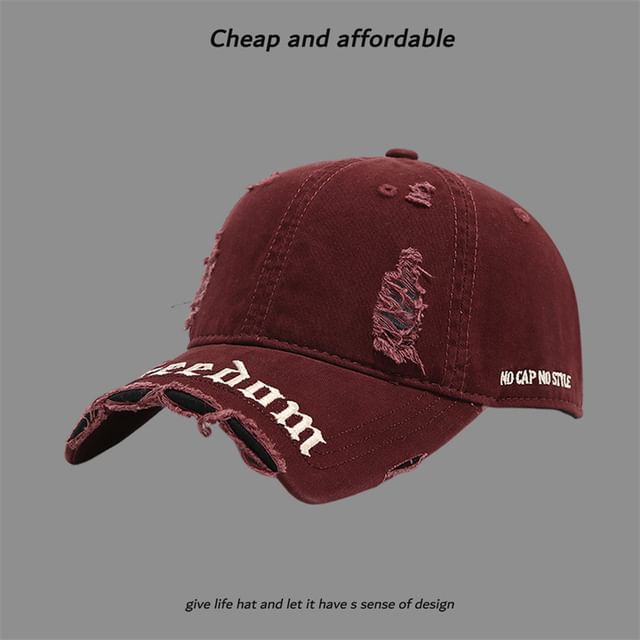 Embroidered Washed Distressed Letter Cap