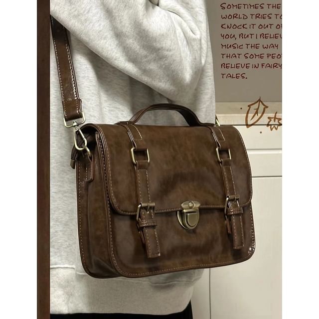 Bag Plain Faux Satchel Leather