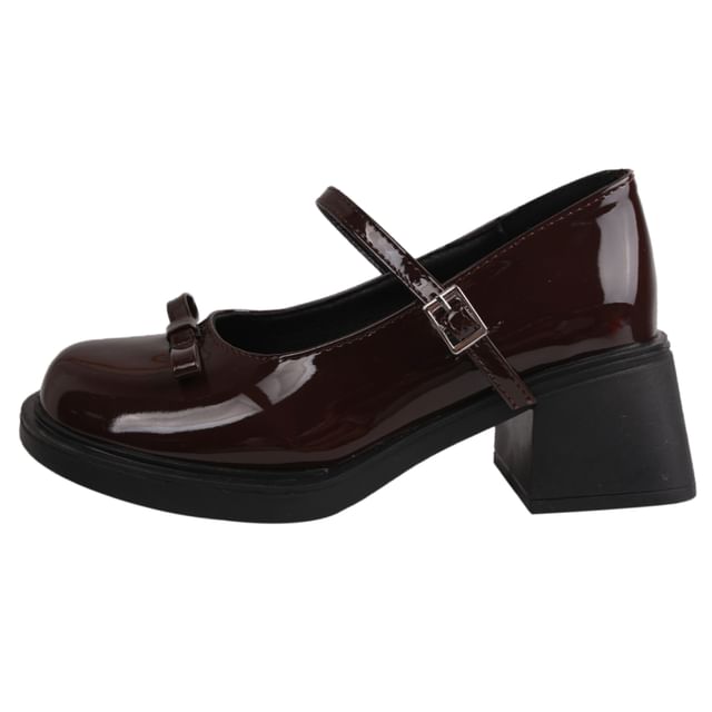 Bow Jane Heel Chunky Pumps Mary