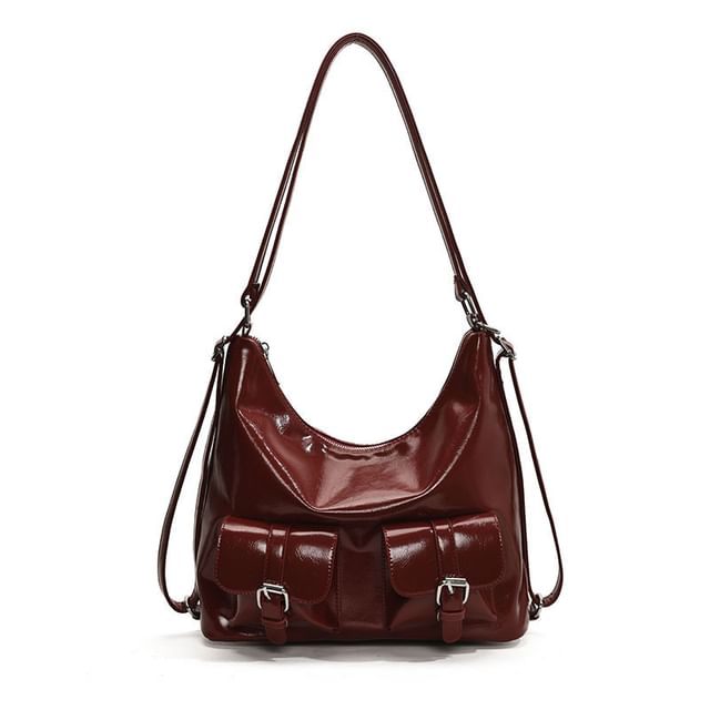Faux Leather Multi-Pocket Backpack