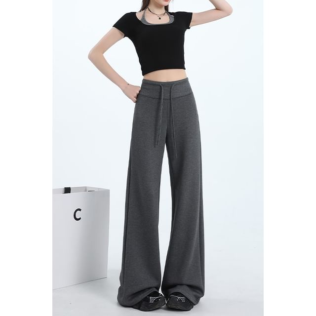 (Various Designs) Leg Waist Drawstring Wide Sweatpants