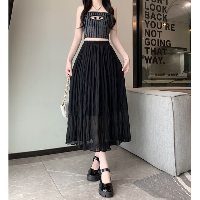 A-Line Midi High Plain Skirt Waist