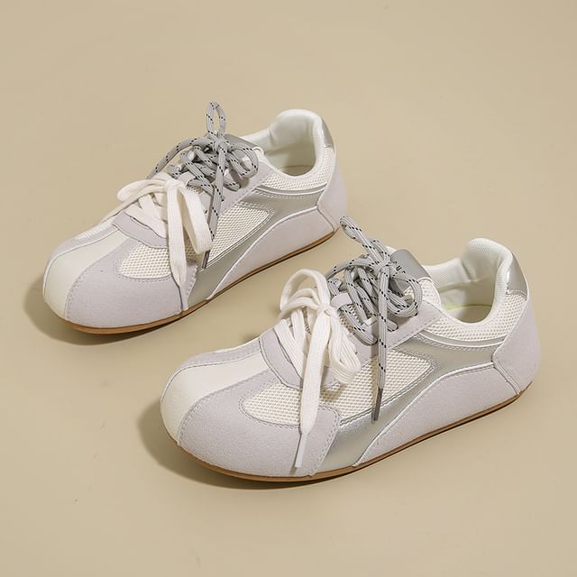 Mesh Panel Platform Sneakers