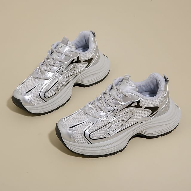 Platform Sneakers Mesh Panel