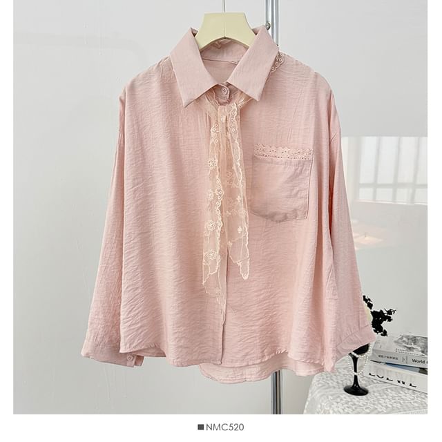 Overfit Lace-Scarf Shirt - LaceLux