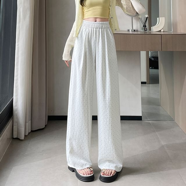 Pants Wide (Various Designs) Dotted Leg Waist High