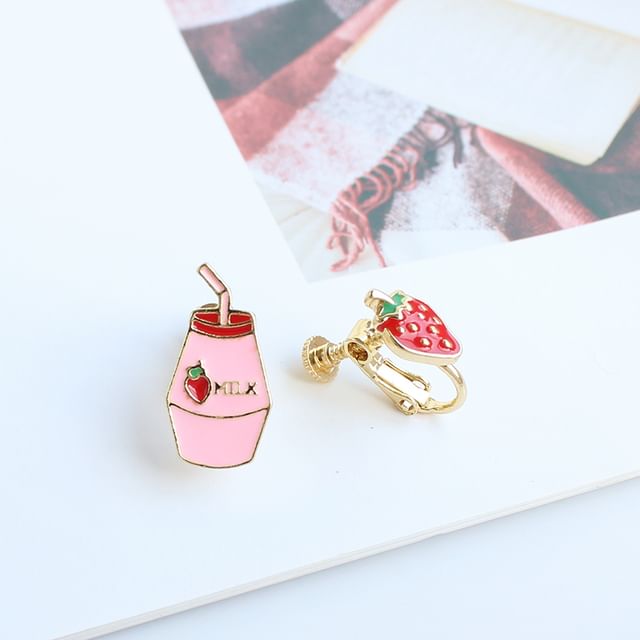 / Milk Fruit Asymmetrical Stud Clip-On Earring