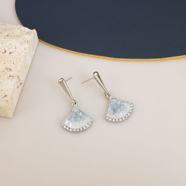 Rhinestone / Clip-On Earring Gingko Drop
