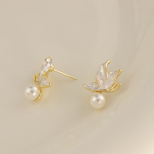 Drop Faux Alloy Earring Butterfly / Cuff Ear Pearl