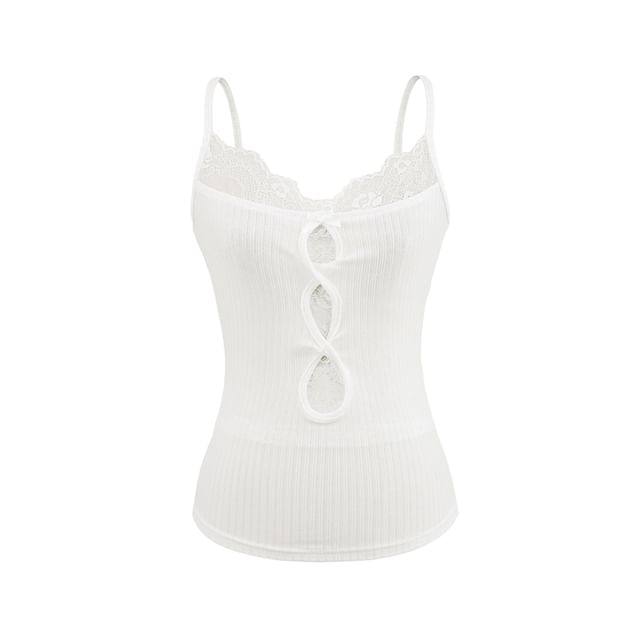Cutout Lace-Trimmed Camisole - LaceLux