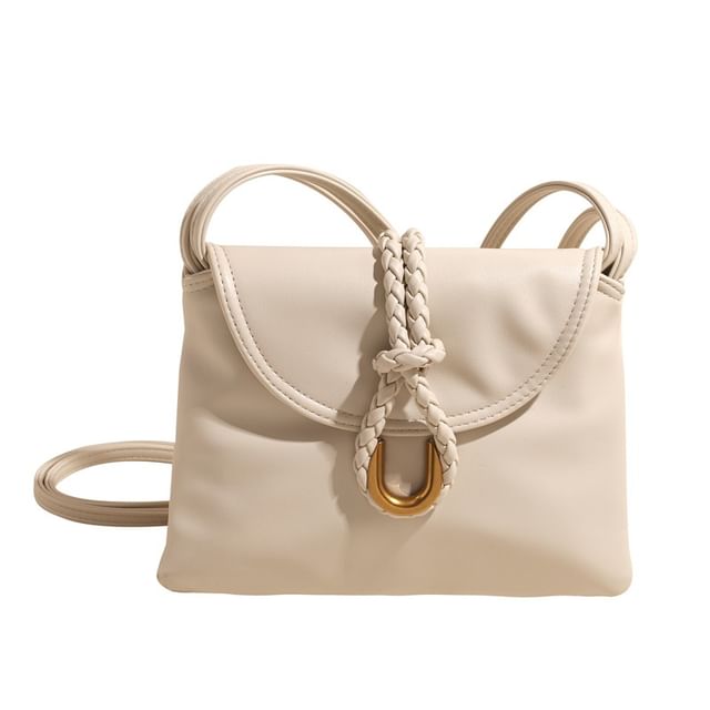 Knot Flap Faux Crossbody Leather Plain Bag
