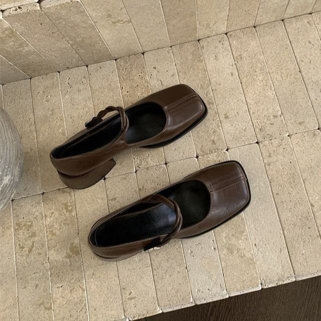 Heel Pumps Mary Block Square Jane Toe