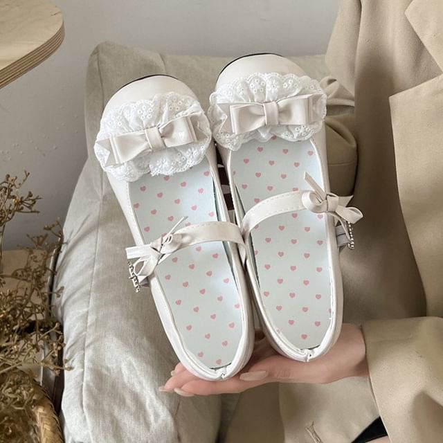 Bow Pumps Ruffle Jane Mary