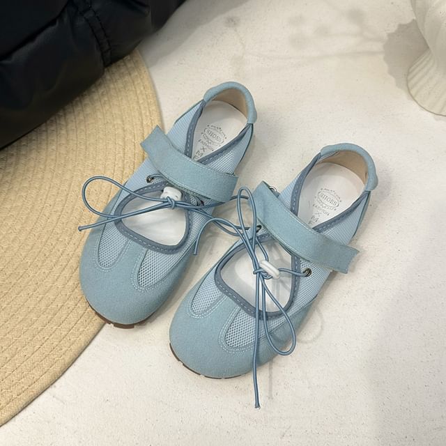 Leather Faux Jane Mary Shoes Strap Mesh Panel Adhesive