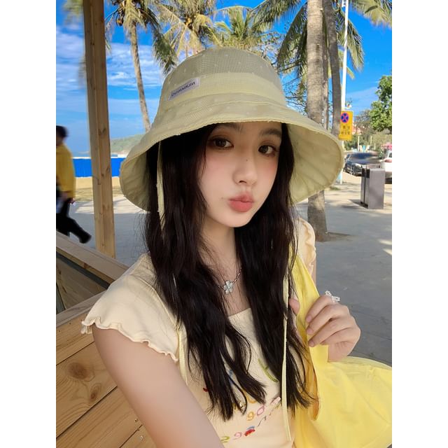 Bucket Hat Lettering Applique Plaid