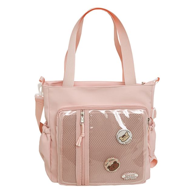 + Gingham Tote Multi-Pocket Bag Set: Badge