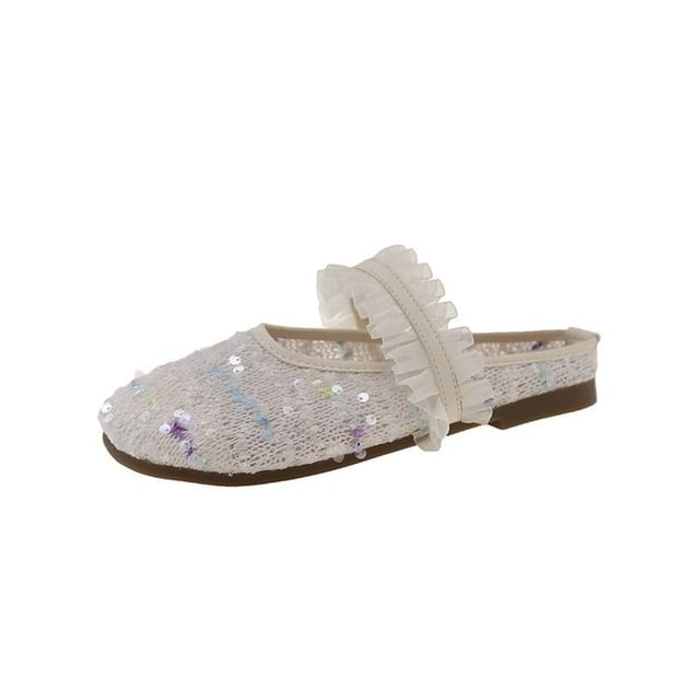 Round Toe Mary Sequin Jane Mules Mesh