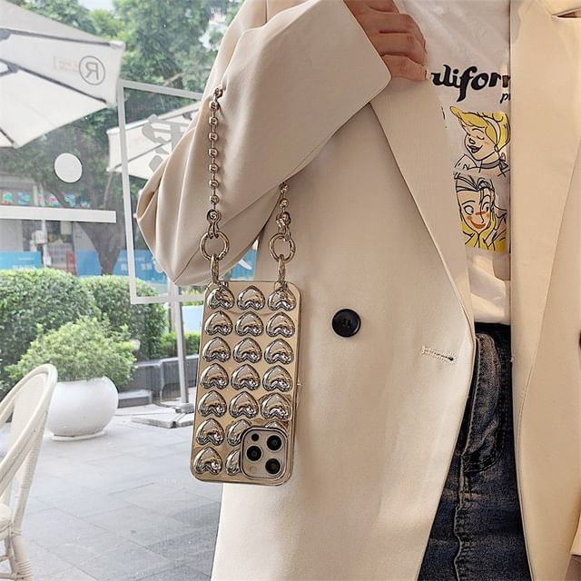 / Phone Lanyard Set Strap Metallic Case Heart