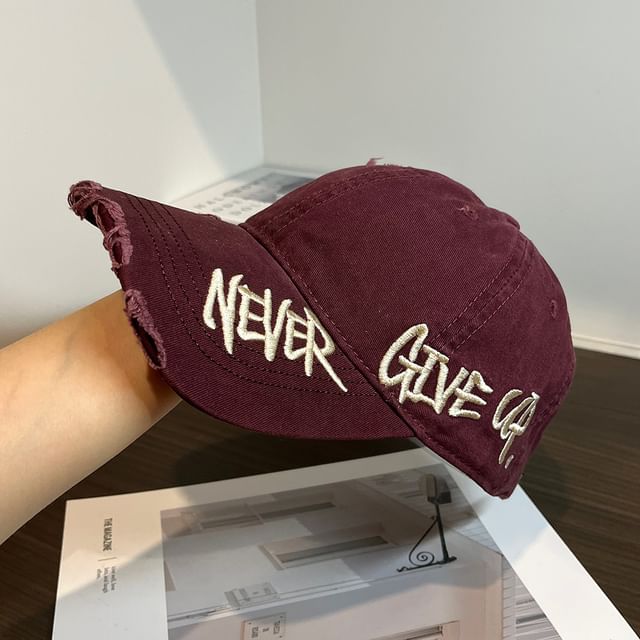 Cap Embroidered Baseball Lettering Distressed