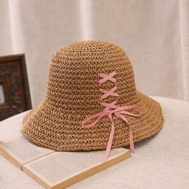 Bucket Straw Bow Hat