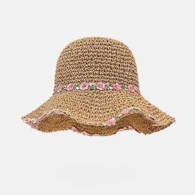 Hat Sun Straw Floral