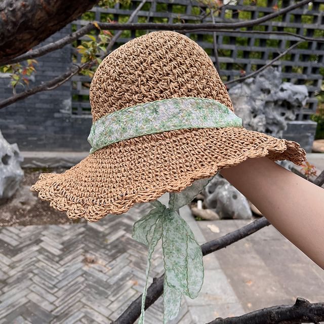 Ribbon Floral Sun Straw Hat