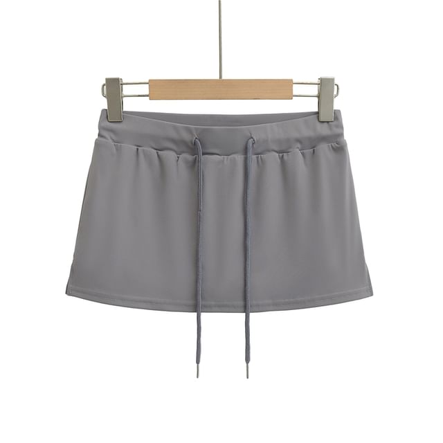 Drawstring Flared Mini Skirt
